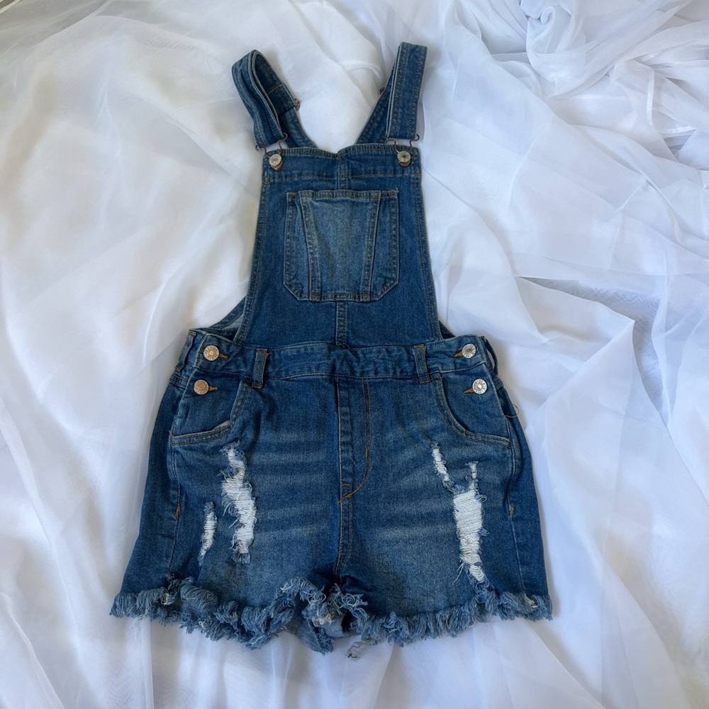Love Tree Distressed Denim Overalls